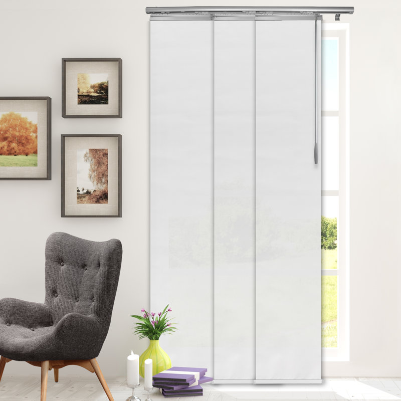 Embroidered Chiffon 3-Panel Single Rail Panel Track Extendable 28"-43"W x 91.4"H, Panel width 15.75"
