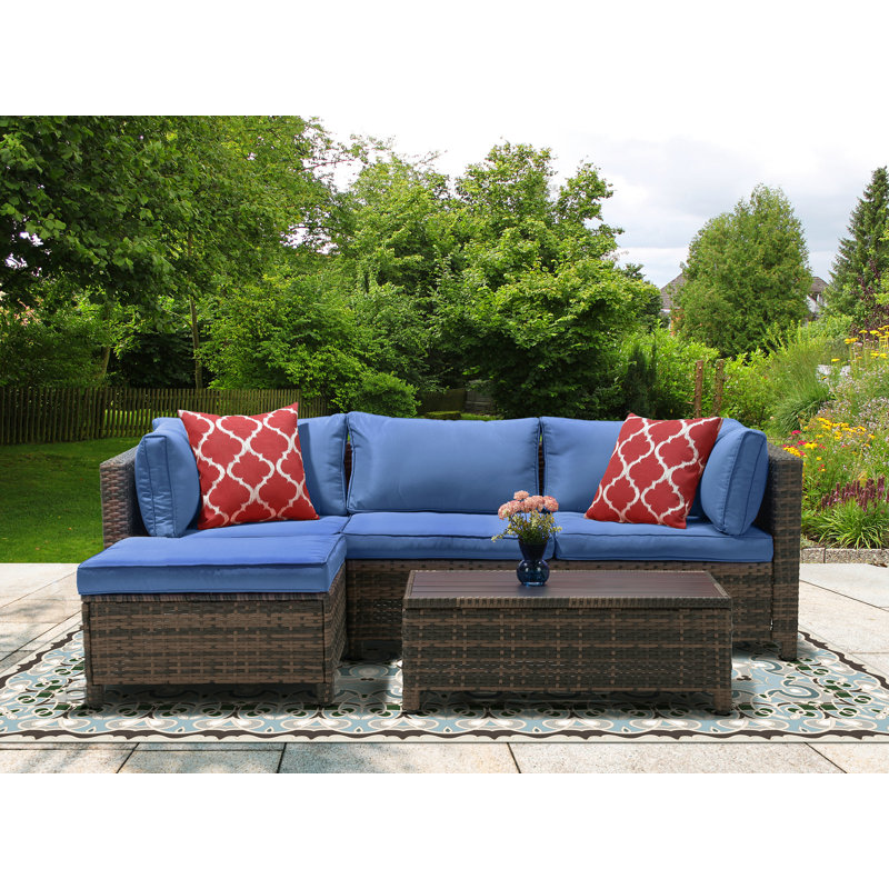 Parkhurst 3 - Person Patio Conversation Set with Cushions, Blue