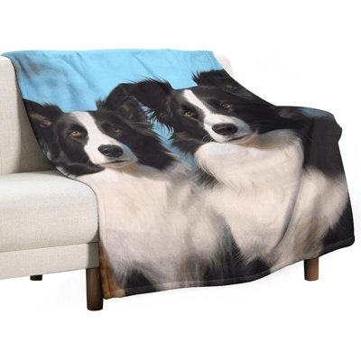 Couverture Border Collie pour la maison, jeté lavable pour le voyage, couvertures légères et chaudes pour le camping, couvertures douces pour femmes, couvertures respirantes 40 po x 50 po