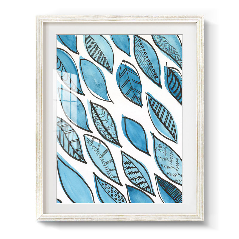 Motif de formes de feuilles I - impression encadrée, H 25,5 po x l 17,5 po, Blanc