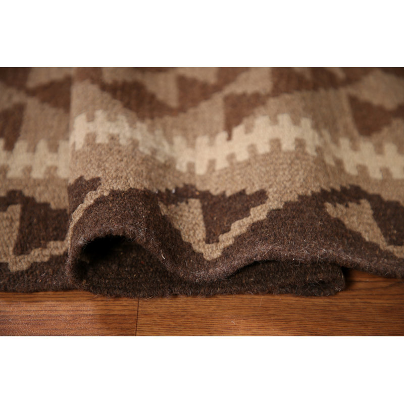 Brown Wool Kilim Reversible Area Rug 3x5