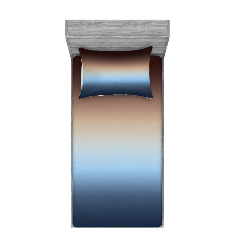Microfiber Ombre Sheet Set, Twin XL Sheet Set with Fitted Sheet, Brown/Blue