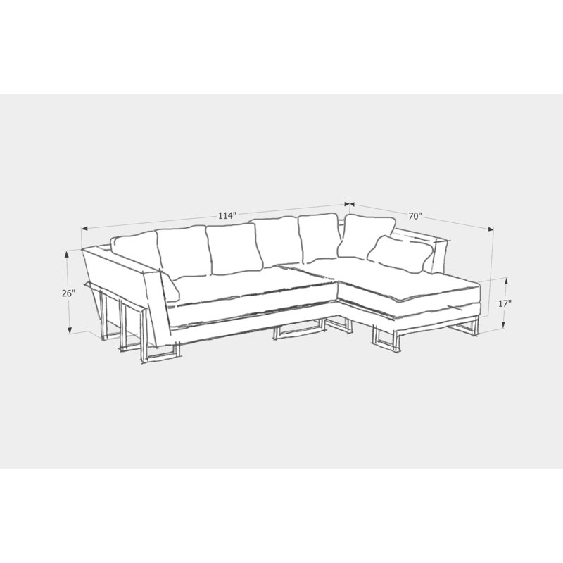 LRG Upholstered L-Shaped Sectional Right Hand Facing, Right and Back Side Trays, Solid Walnut, Organza Velvet