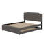 Queen Upholstered Platform Bed With Twin Size Trundle And USB Ports On Each Side