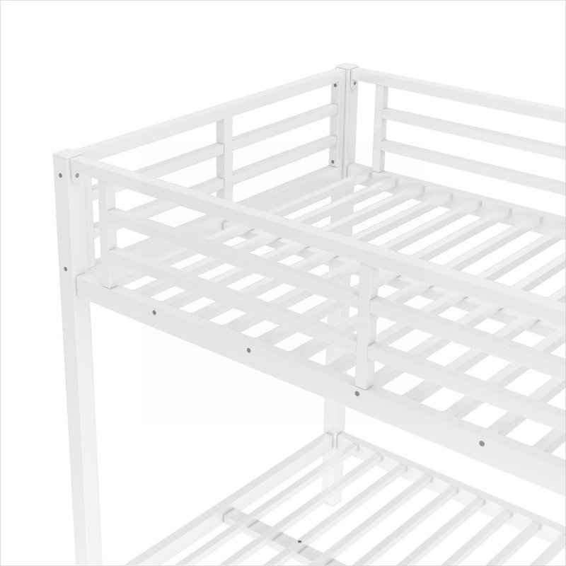 White Finish Twin XL Over Twin XL Metal Bunk Bed, Noise Reduced Space-Saving Frame for Teens and Adults, No Box Spring Needed