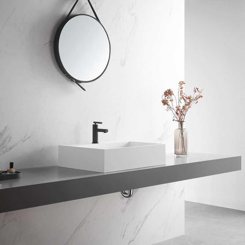 Serene Valley 18.9'' Solid Surface Square Bathroom Sink, White