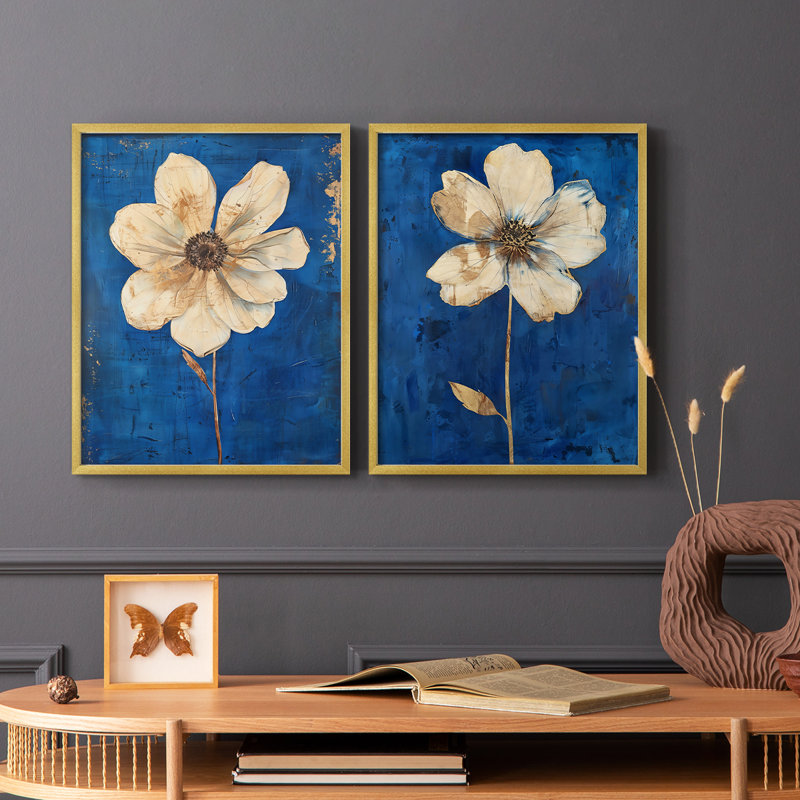 FLORAL Series LXVII - reproduction encadrée de qualité supérieure - prête à être accrochée - aucun clou requis - aucun clou requis