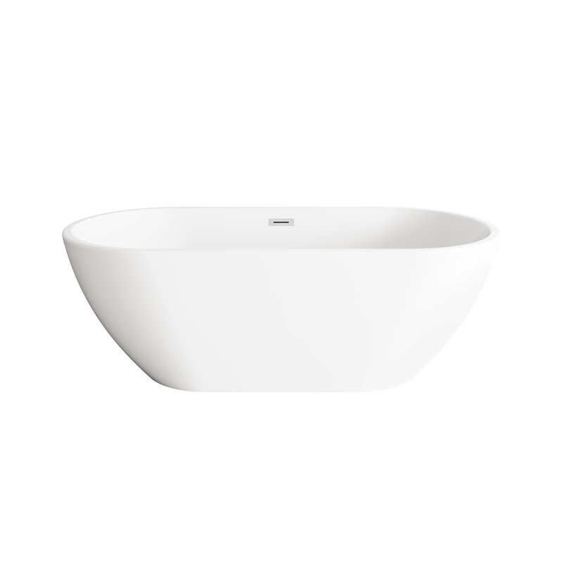 67 Inch Bathtub in Glossy White with Trim, Chrome