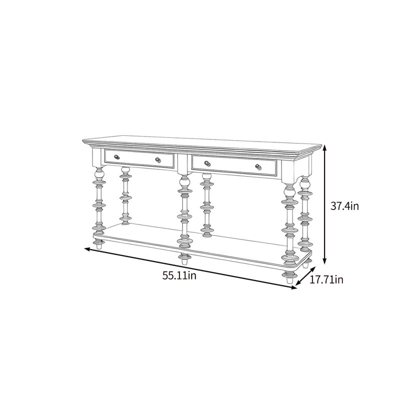 Elegant and refined console table, 37.4" H x 55.11" W x 17.71" D