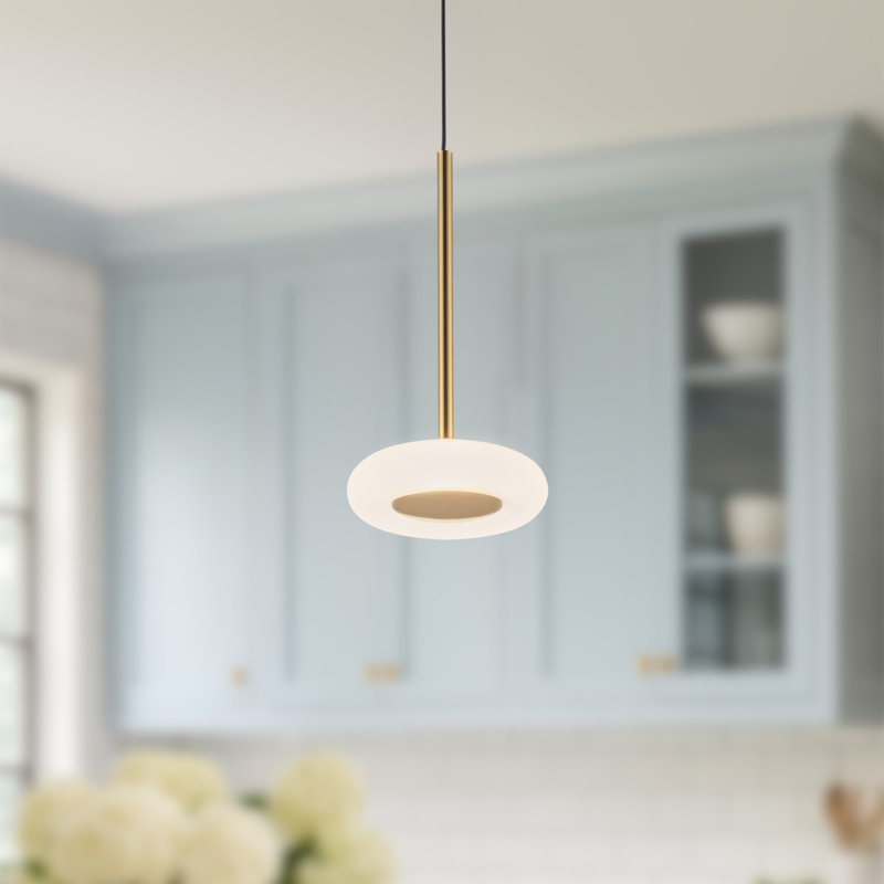 Stephord 1 - Light LED Pendant, Gold, Frosted Glass, White