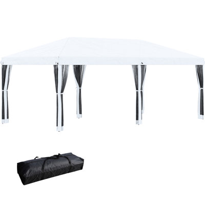 10' X 20' Pop Up Canopy With Netting, Heavy Duty Sun Shelter For Parties In Outdoor, Garden, Patio, Cream White, Spacious Design Tent Improves Outdoor Living Quality Patio. Large & White