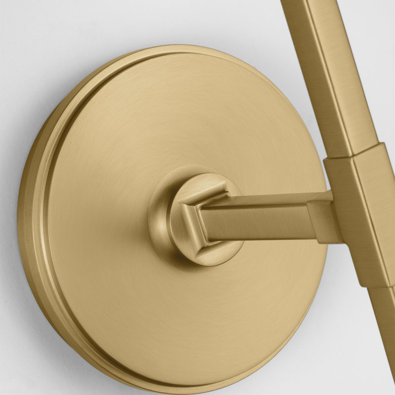 Perth Burnished Brass Wall Sconce with White Linen Shade