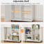 Kitchen Storage Cabinet With Drawer, Kitchen Cart With Spice And Towel Rack, Space-Saving Mobile Island For Living Room, White And Natural