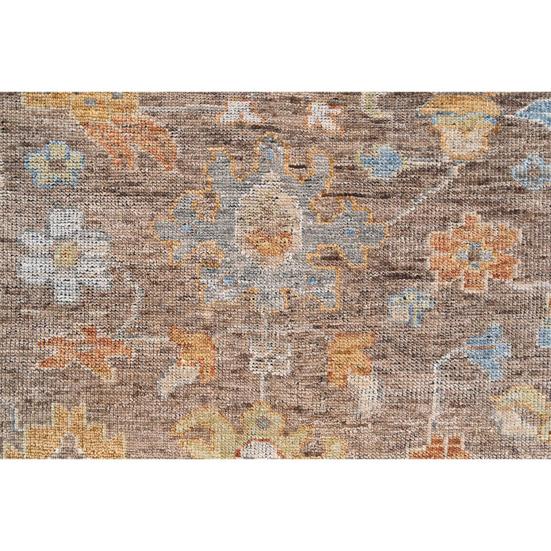 Hand Knotted Wool Floral Area Rug in Brown, Rectangle 10' x 14'