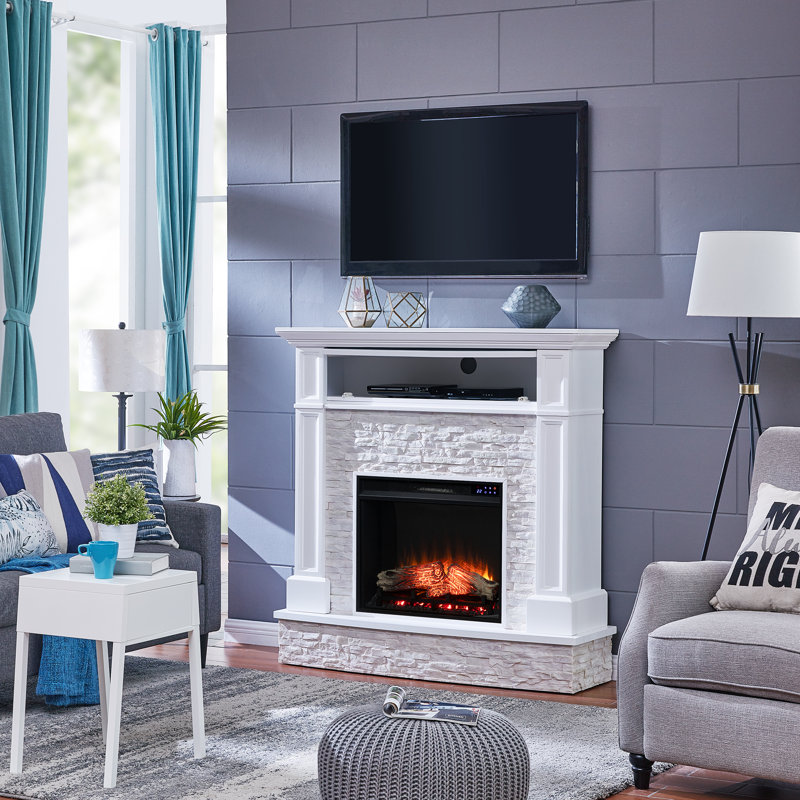Norcott 48'' W White Electric Fireplace