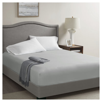 Queen Coolmax Microfiber Fitted Sheet - Grey Moisture-Wicking Bedding