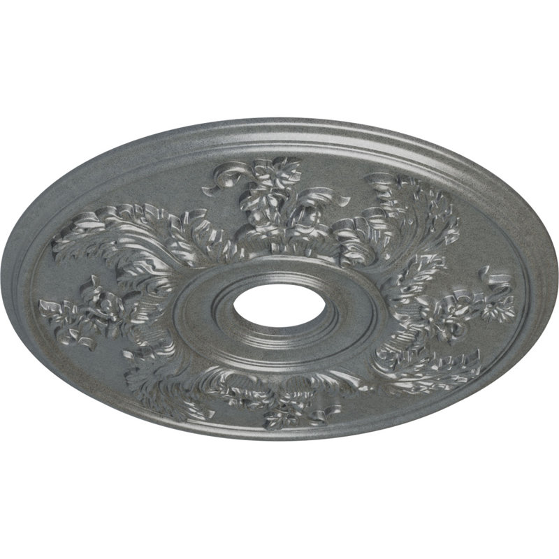 Endurathane Acanthus Twist Ceiling Medallion, 23 5/8"OD x 4 5/8"ID x 1 7/8"P (Fits Canopies up to 8 3/8"), Hand-Painted Platinum Finish
