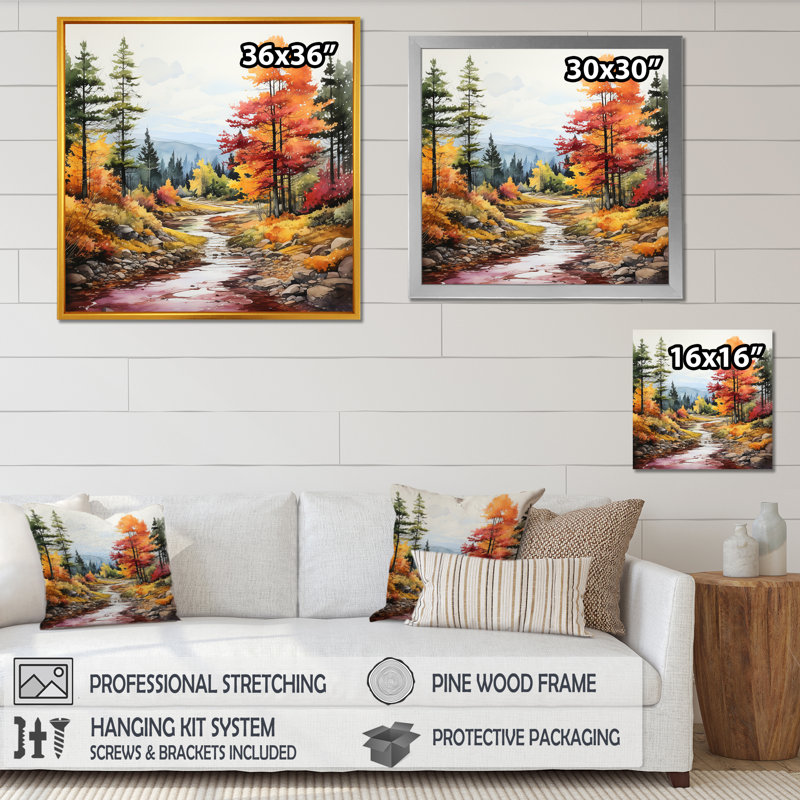 Art mural orange rivière orange tranquillité IV - rivière, Cadre simple blanc, H 30 po x l 30 po x P 1,5 po