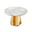 Table de salle à manger ronde moderne, plateau en faux marbre 47 po avec base en acier inoxydable pour la cuisine et la salle à manger-2064609790
