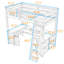 Lit mezzanine avec bureau en U et tablettes de rangement-882918577-882918579