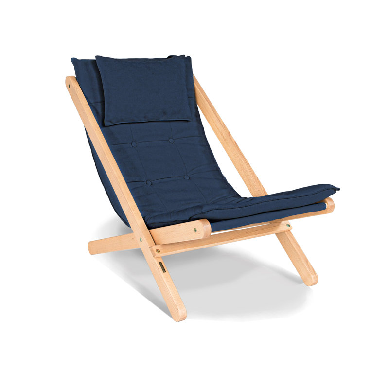 Donner Deck Chair with Cushion, Natural , Blue