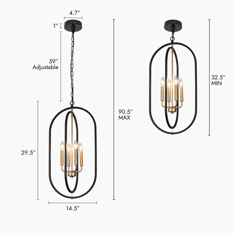 Kaylaa 4 - Light Moden Gold Black Lantern Geometric Chandelier
