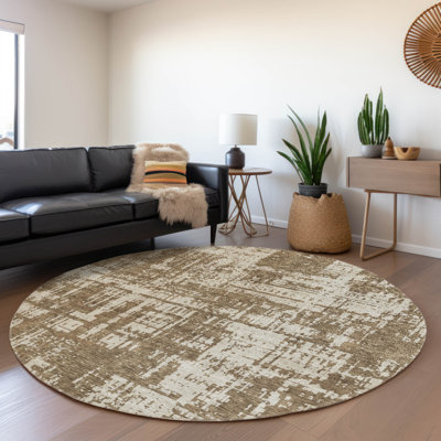 Tapis brun Prisco lavable à la machine de qualité supérieure