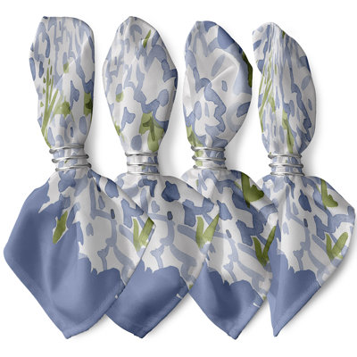 Lonston Abstract Floral Center Stripe Napkins