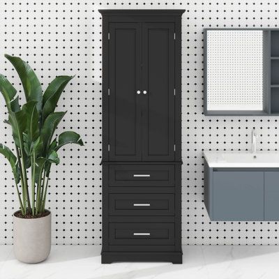 Grande armoire de rangement avec trois tiroirs et tablettes réglables
