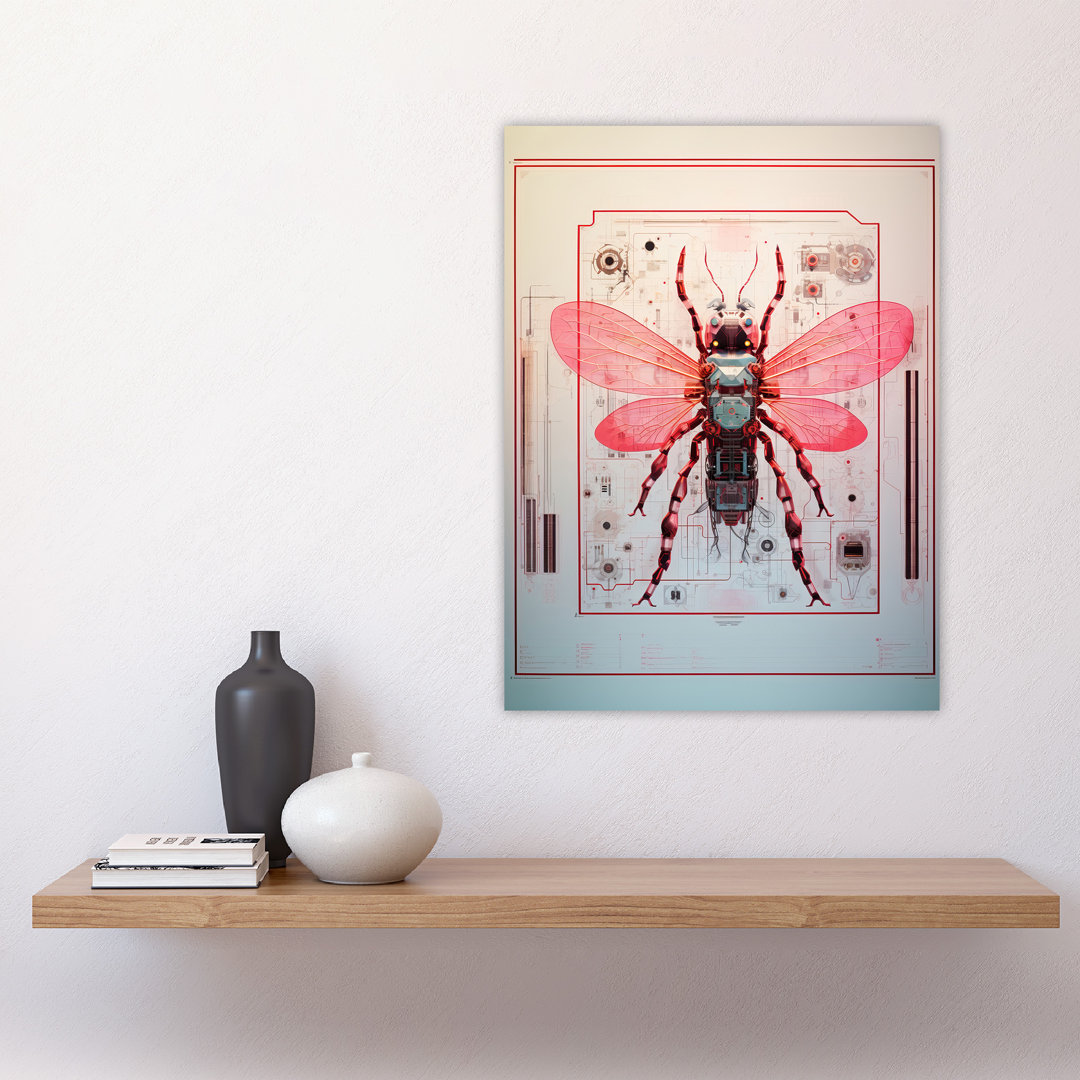 Wall Art Print The Fly Spy Robot Hybrid Schematic Futuristic Secret Complex Arcane Manuscript Gift For Cave Poster