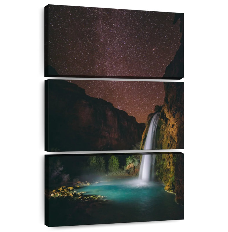 Alvord Waterfall At Night, 38" H x 24" W