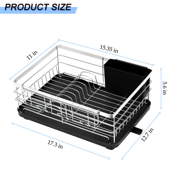 2 Tier Dish Drainer with Drip Tray Dish Drying Rack Chopstick Holder Dish  Rack Cutting Board Holder 360-Degree Retractable Drain