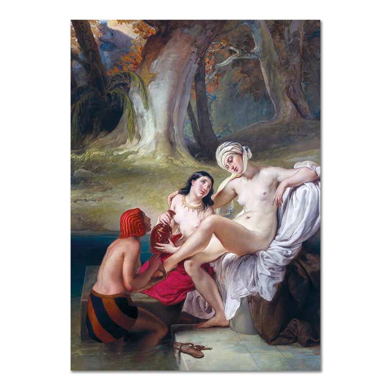 Dama Con Due Cavalieri by Jan Vermeer - Unframed Painting on Canvas, 100cm H x 70cm W