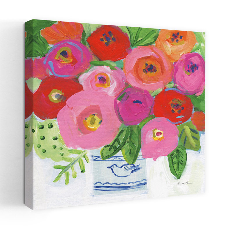Bouquet contemporain contemporain avec art coloré vif, H 18 po x l 18 po