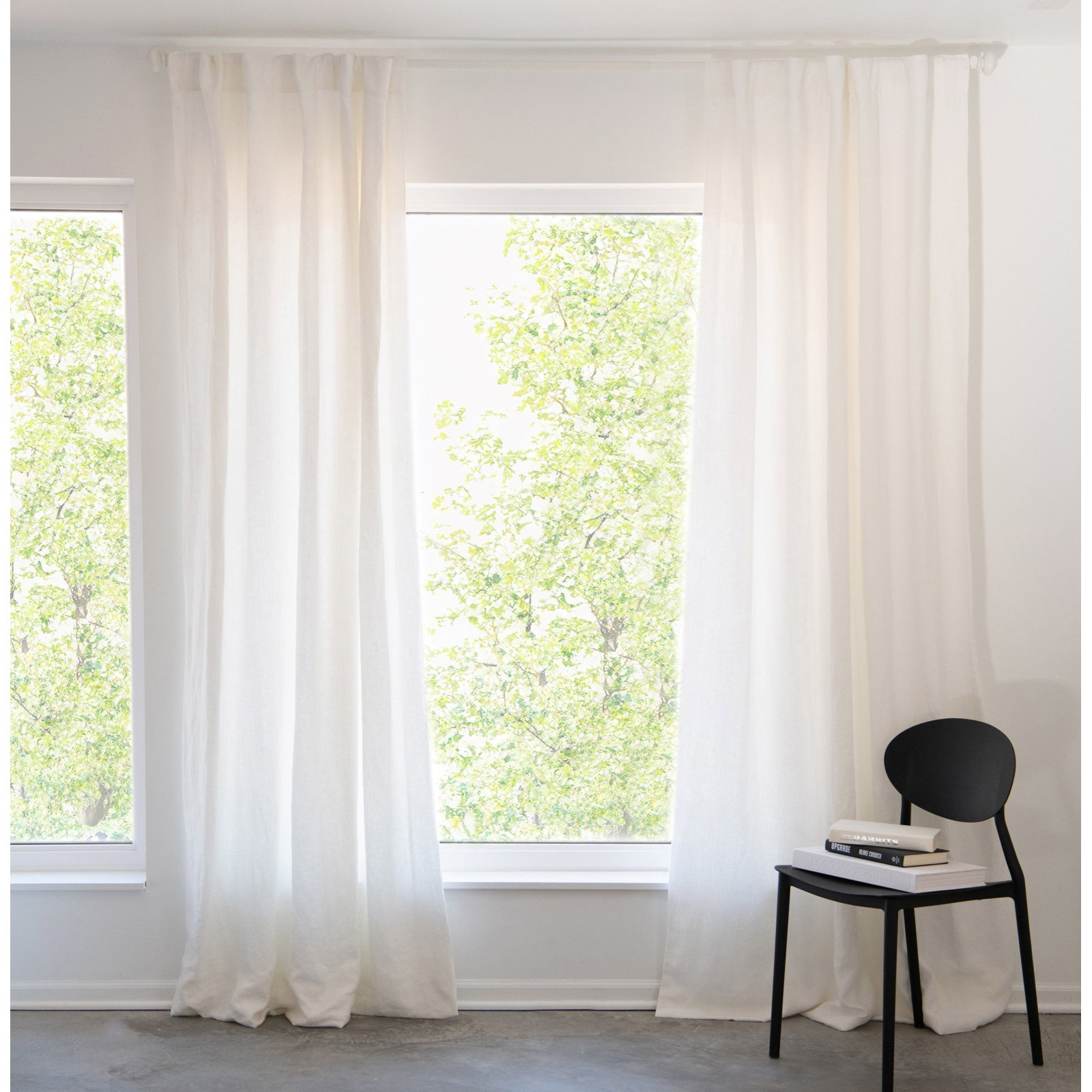 100% French Linen Curtain Panel Set, 50" W x 96" L, Cream