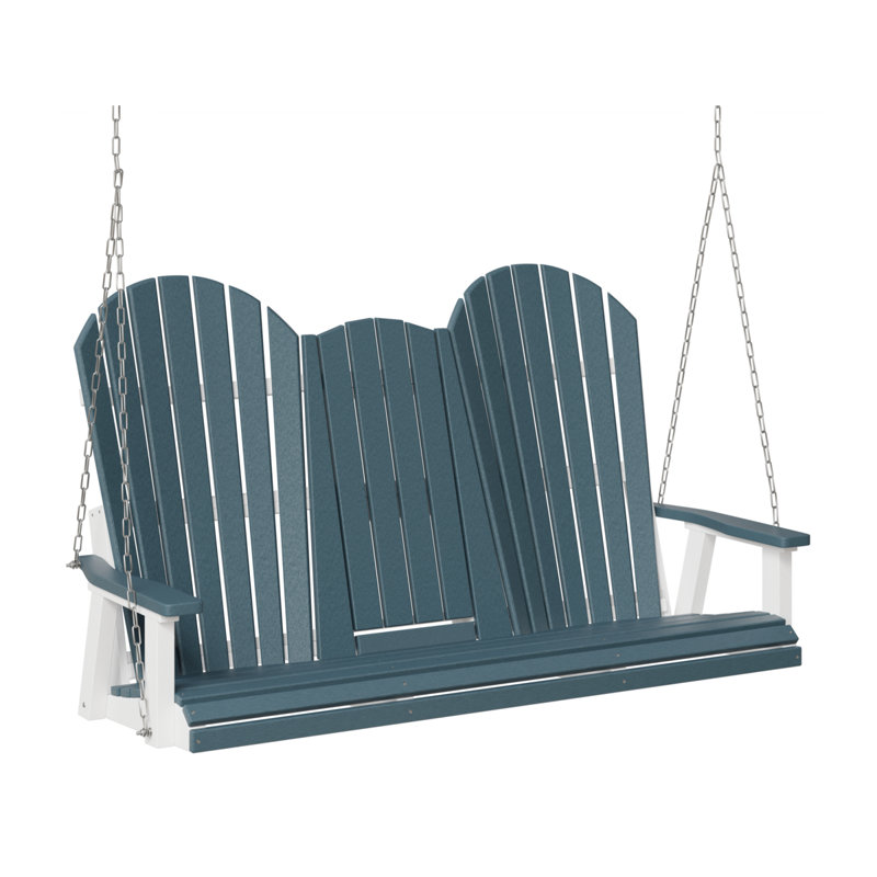 Berlin Gardens Comfo Back Three Seat Console Swing with Zinc Chains, Slate/White