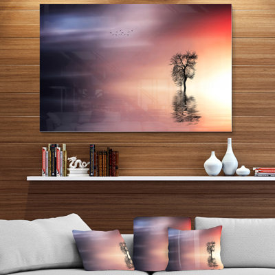«Solitude Tree and Flying Birds», impression sans cadre sur métal