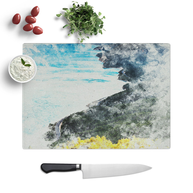 Antalya in Turkey Watercolour Chopping Board, 0.4cm H x 20cm W x 28.5cm L