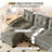 Maelina 104.7" Sectional Modular Sleeper Sofa Bed-1559687483