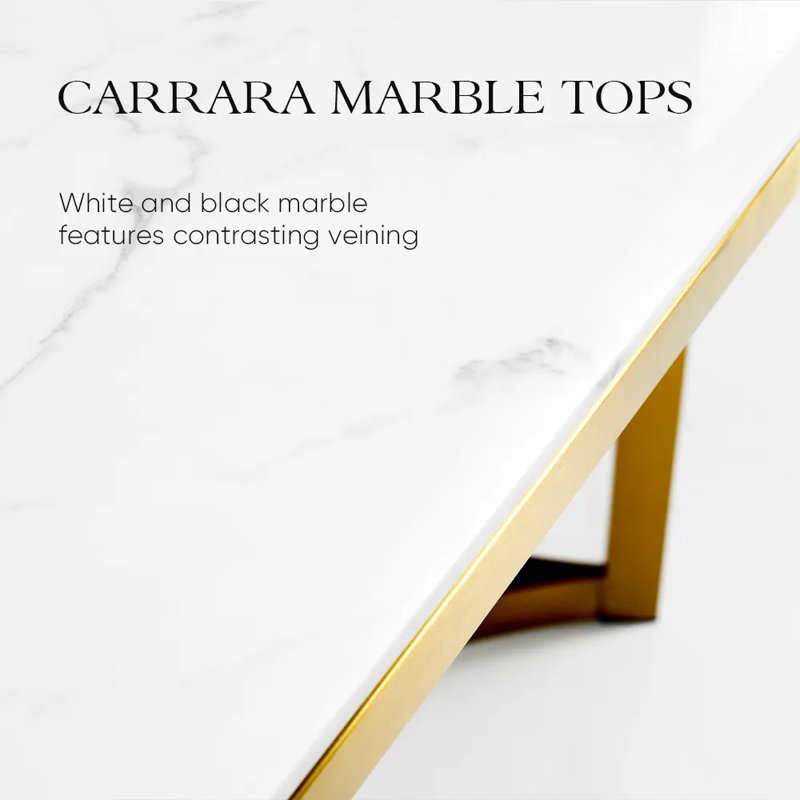 Modern White Faux Marble Dining Table with Double Pedestals Base Pre-Assembly, 29.53"H x 55.12"L x 31.5"W