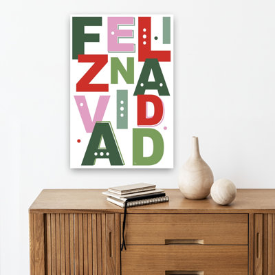 Festive Feliz Navidad, impression d'art moderne abstrait coloré