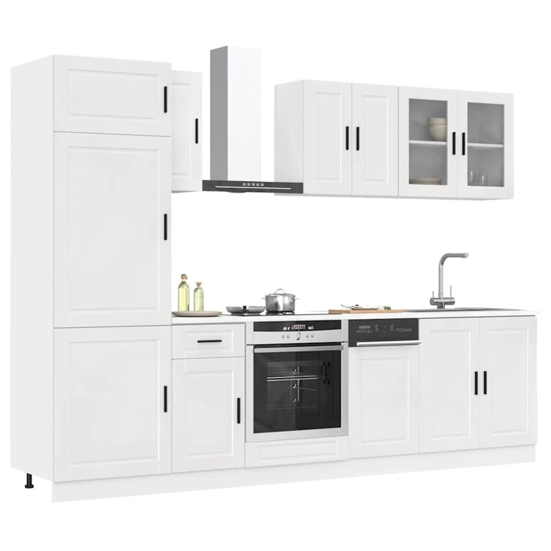 8 Piece Kitchen Cabinet Set Kalmar Engineered Wood, High Gloss White