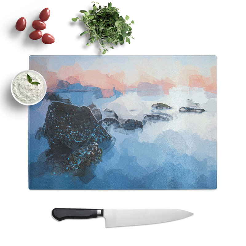 Tempered Glass Beach in Yantai China Chopping Board, 28.5 cm W x 20 cm L