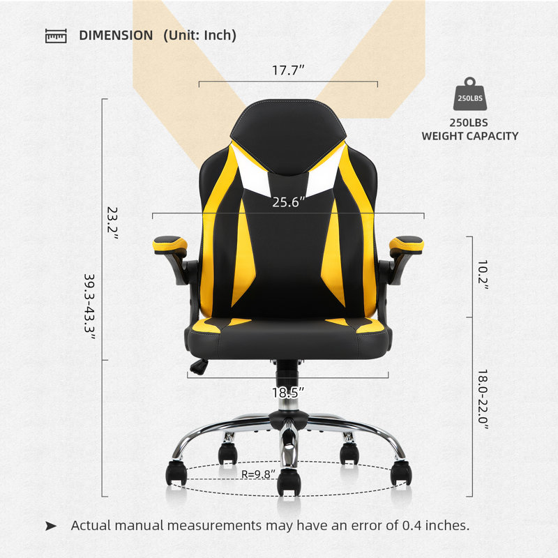 PC et chaise de course, Noir / Jaune