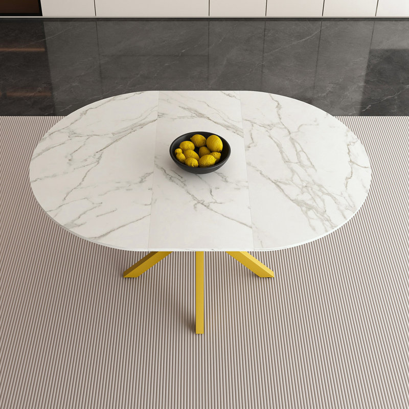 Table de salle à manger extensible simple avec base robuste en acier au carbone en forme de X pour la cuisine et les petits espaces