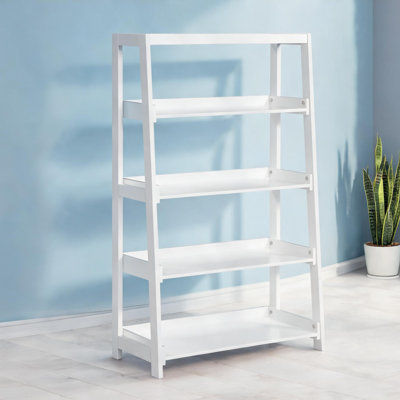 Unité de rangement classique à 4 tablettes en bois blanc classique pour la présentation de livres et l'organisation de jouets, étagères verticales modernes et contemporaines pour un usage domestique