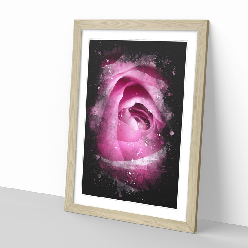 The Heart of a Pink Rose - Picture Frame Painting Print, Oak Framed, 63cm H x 45cm W x 2cm D
