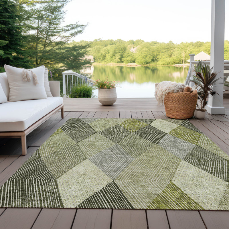 Olive Flat Woven Rectangular Synthetic Easy Care 8' x 10' Rug