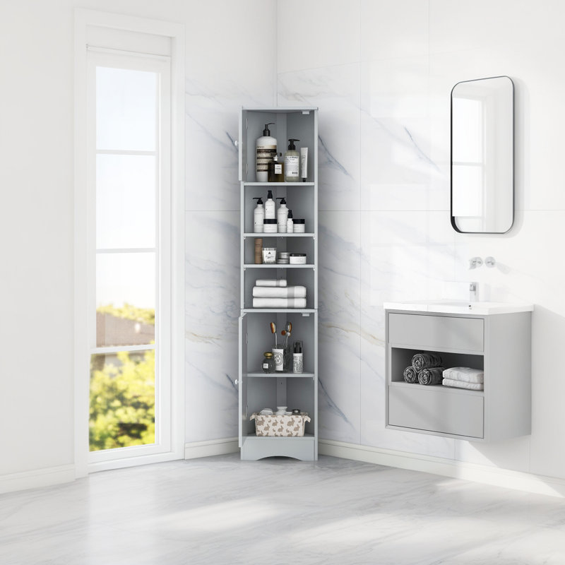 Armoire de rangement haute multifonctionnelle, Gris