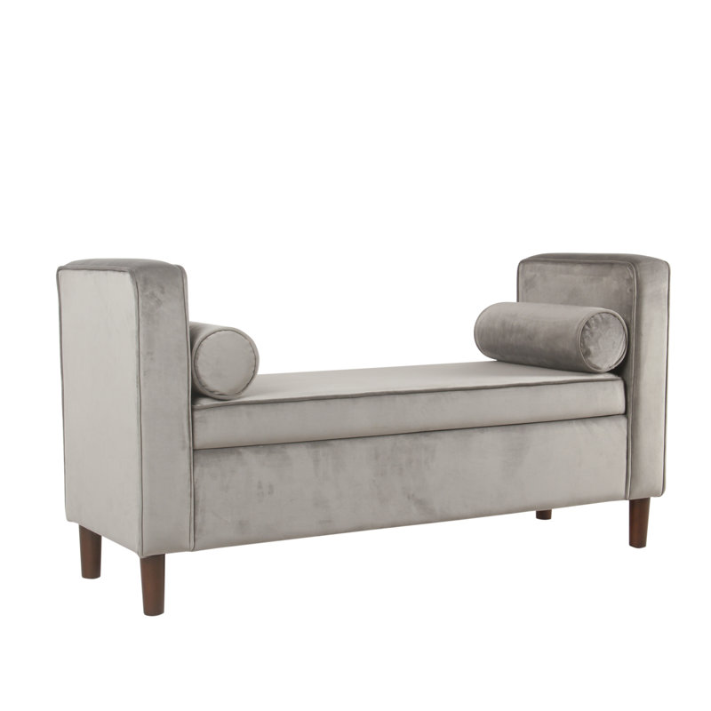 Banc de rangement rembourré Wittrock, Velours gris